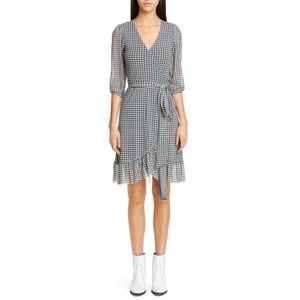 GANNI | S GINGHAM RUFFLE WRAP MINI DRESS PLAID